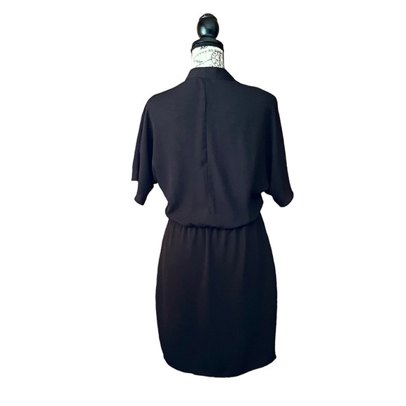 WAYF Black Sutherland Dolman Faux Wrap Blouson Waist Chiffon Mini Dress XS - Picture 5 of 10
